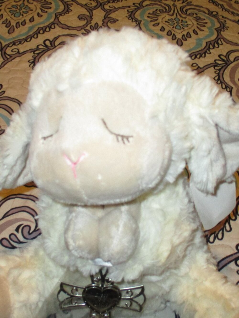 NEW - Ganz Serenity Lamb With Crib Cross Christening or Baptism Gift Boy Girl